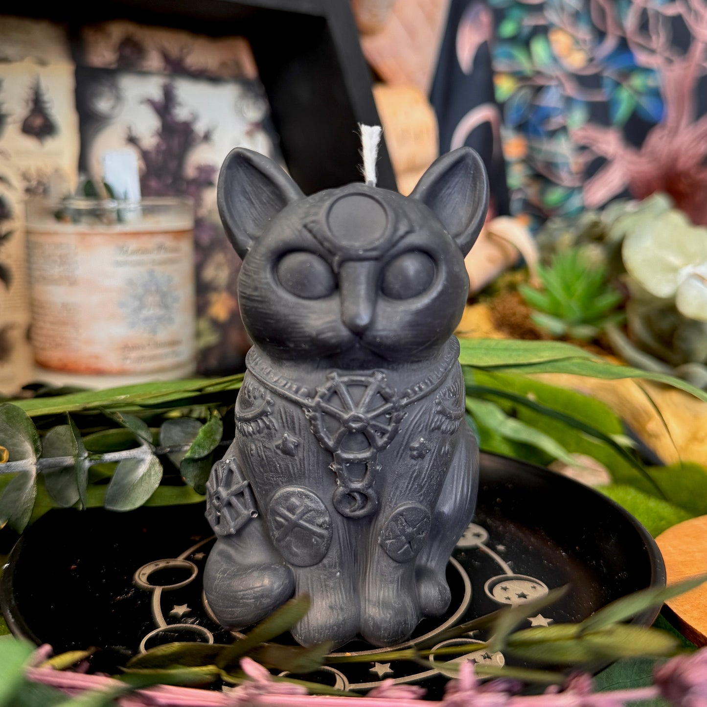 Bougie de suppression de sorts Good Luck Jinx Black Cat (parfumée à l'huile de chat noir)