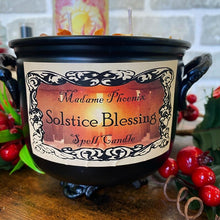 Load image into Gallery viewer, Solstice Blessing Winter Ritual Cauldron Candle