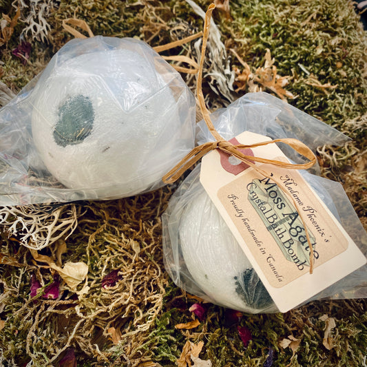 Bombe de bain en cristal d’agate mousse 