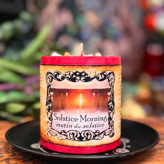 Solstice Morn Yule Blessing Chunky Pillar Candle