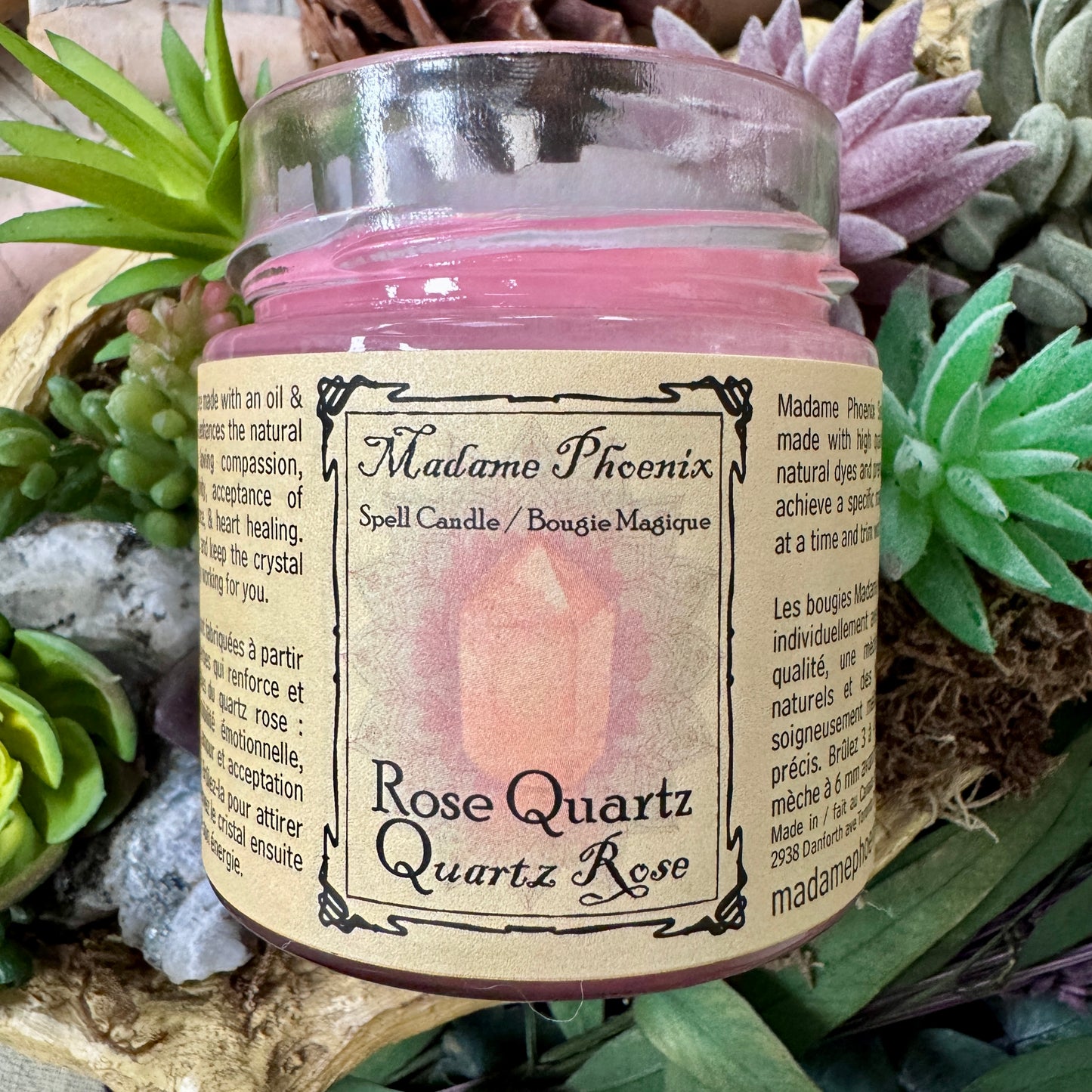 Crystal Magic Rose Quartz Spell Candle