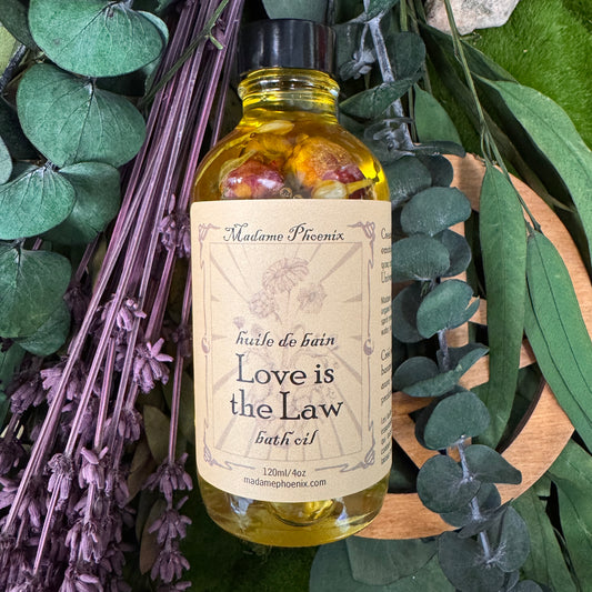 L'amour est la loi Huile de bain entièrement naturelle