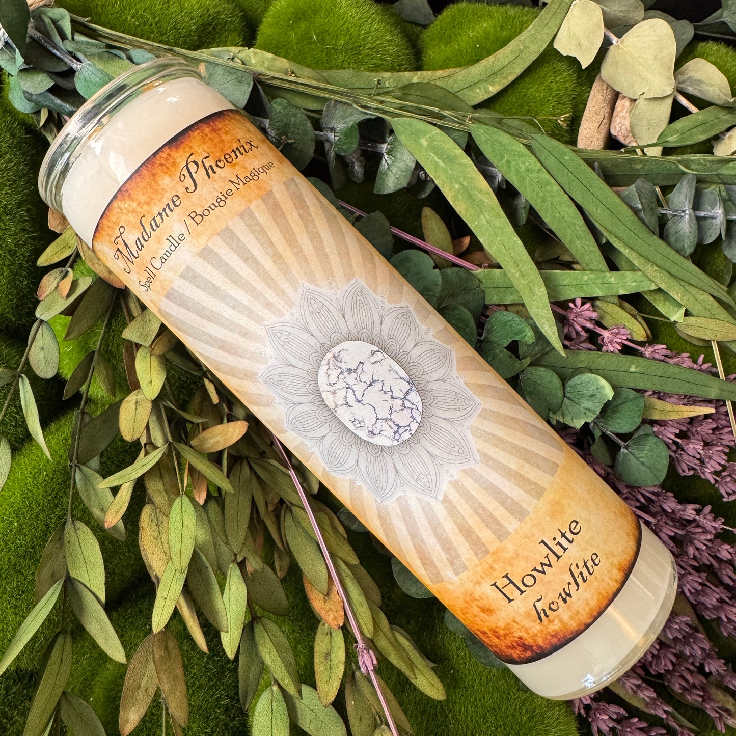 Bougie de sort de howlite magique en cristal