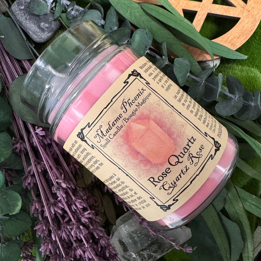 Crystal Magic Rose Quartz Spell Candle