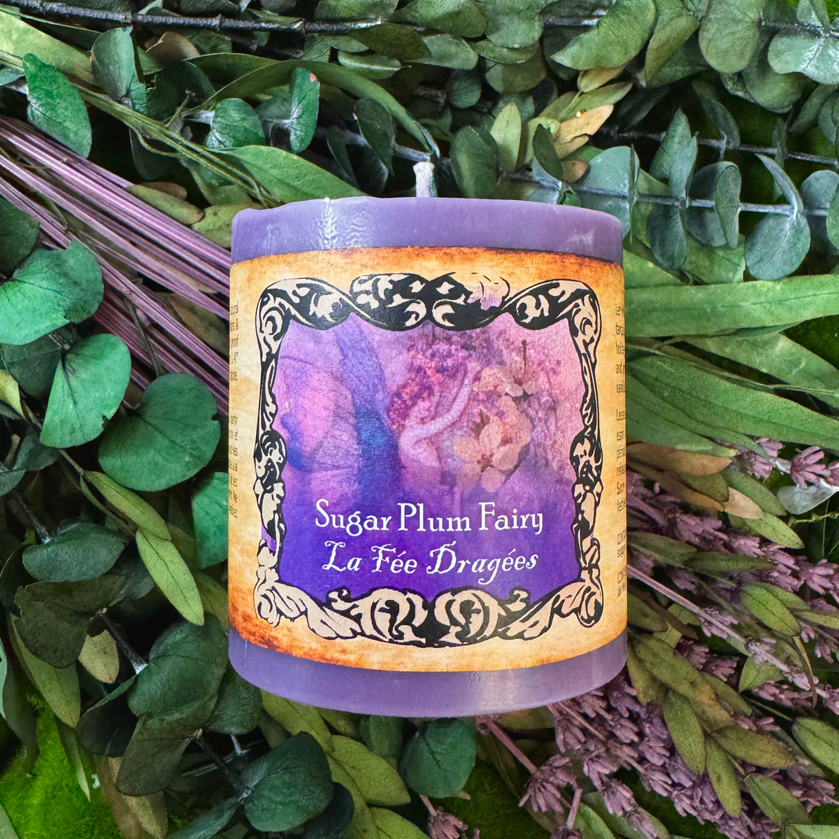 Sugar Plum Fairy Holiday Chunky Pillar Candle