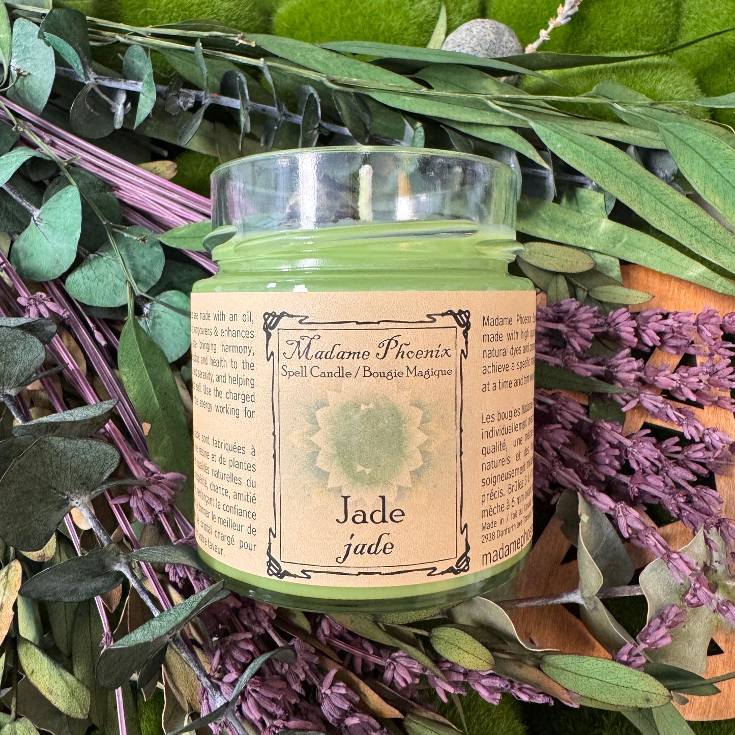 Bougie de sort de jade magique en cristal