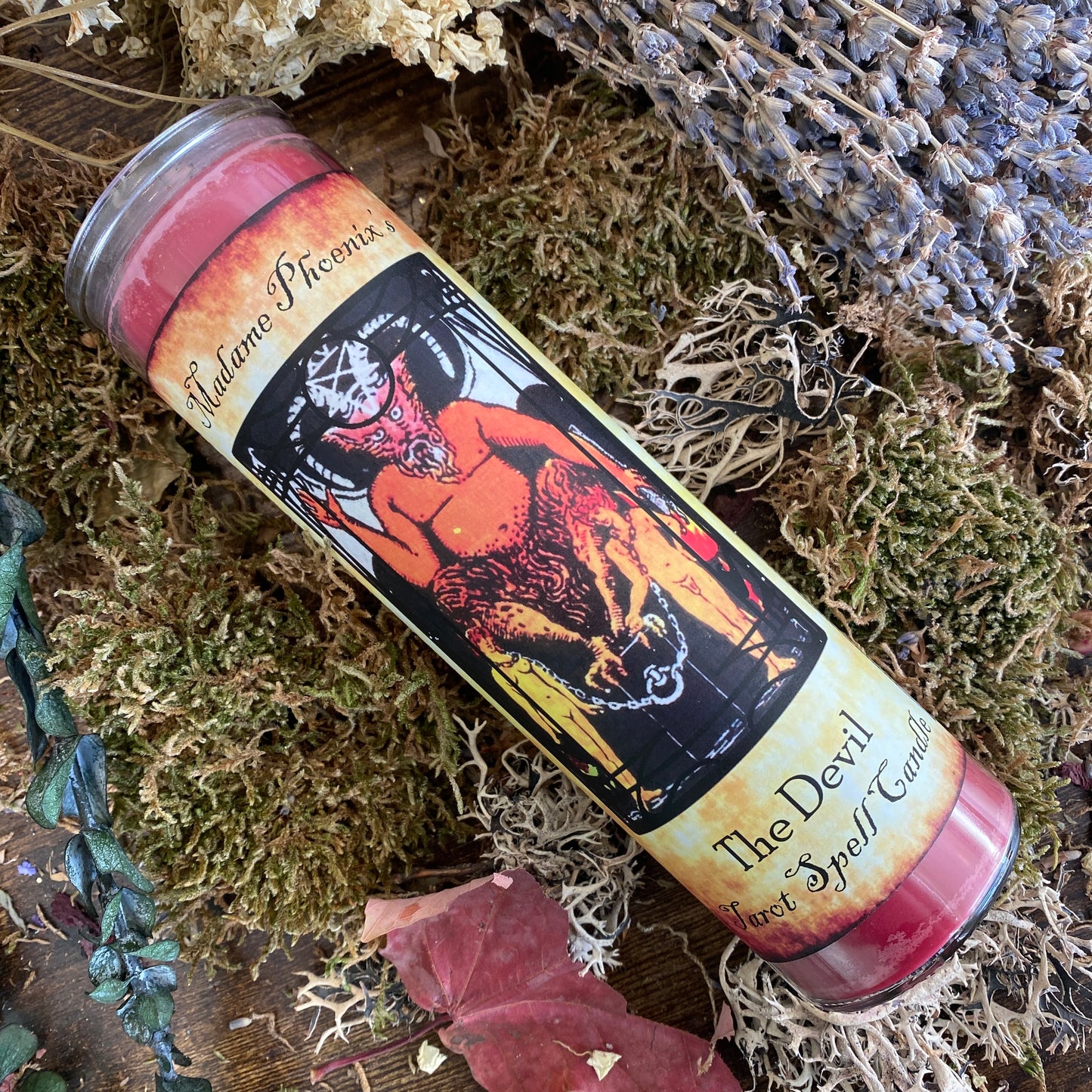 Bougie rituelle de sort de tarot de carte du diable 