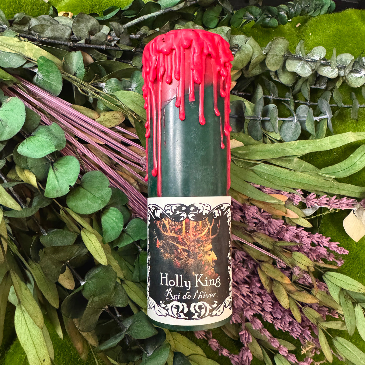 Bougie pilier haute Holly King
