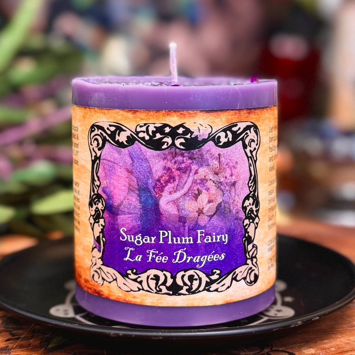 Sugar Plum Fairy Holiday Chunky Pillar Candle