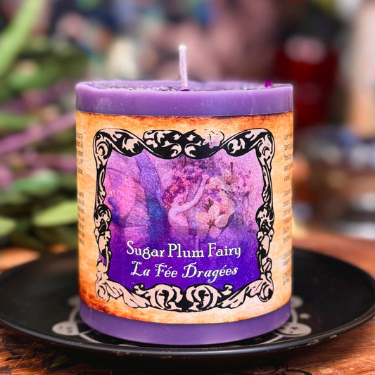 Sugar Plum Fairy Holiday Chunky Pillar Candle