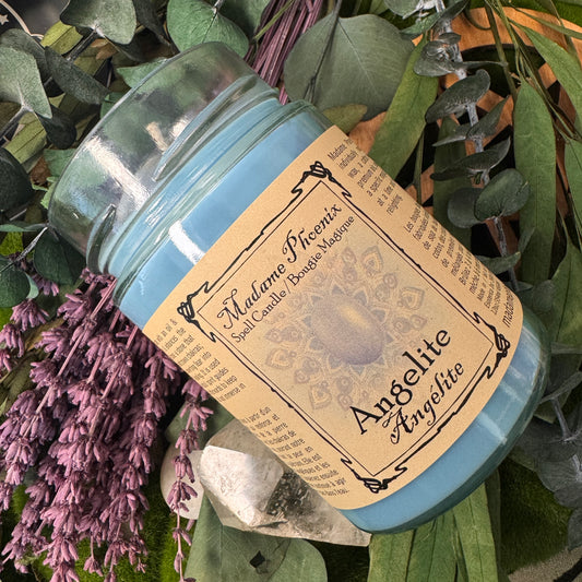 Bougie de sort d’angélite magique en cristal