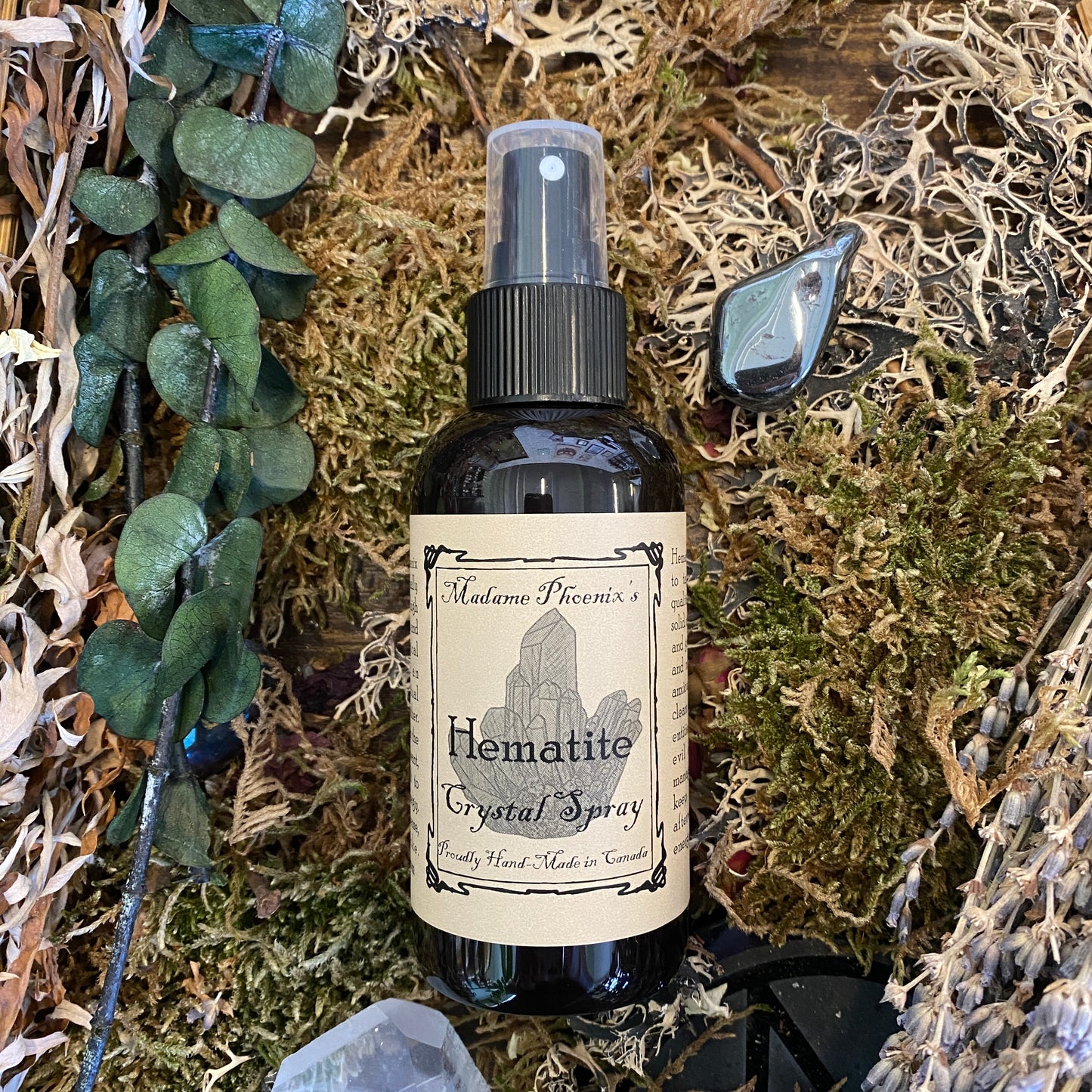 Spray d'ambiance d'aromathérapie aux cristaux d'hématite