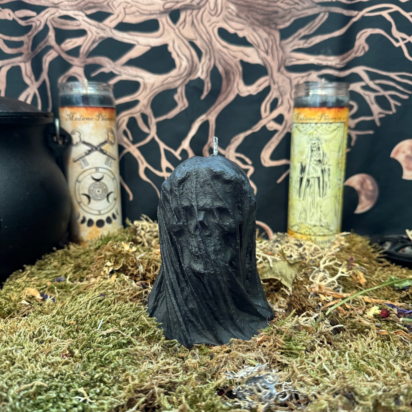 Veiled Skull Shaped Candle