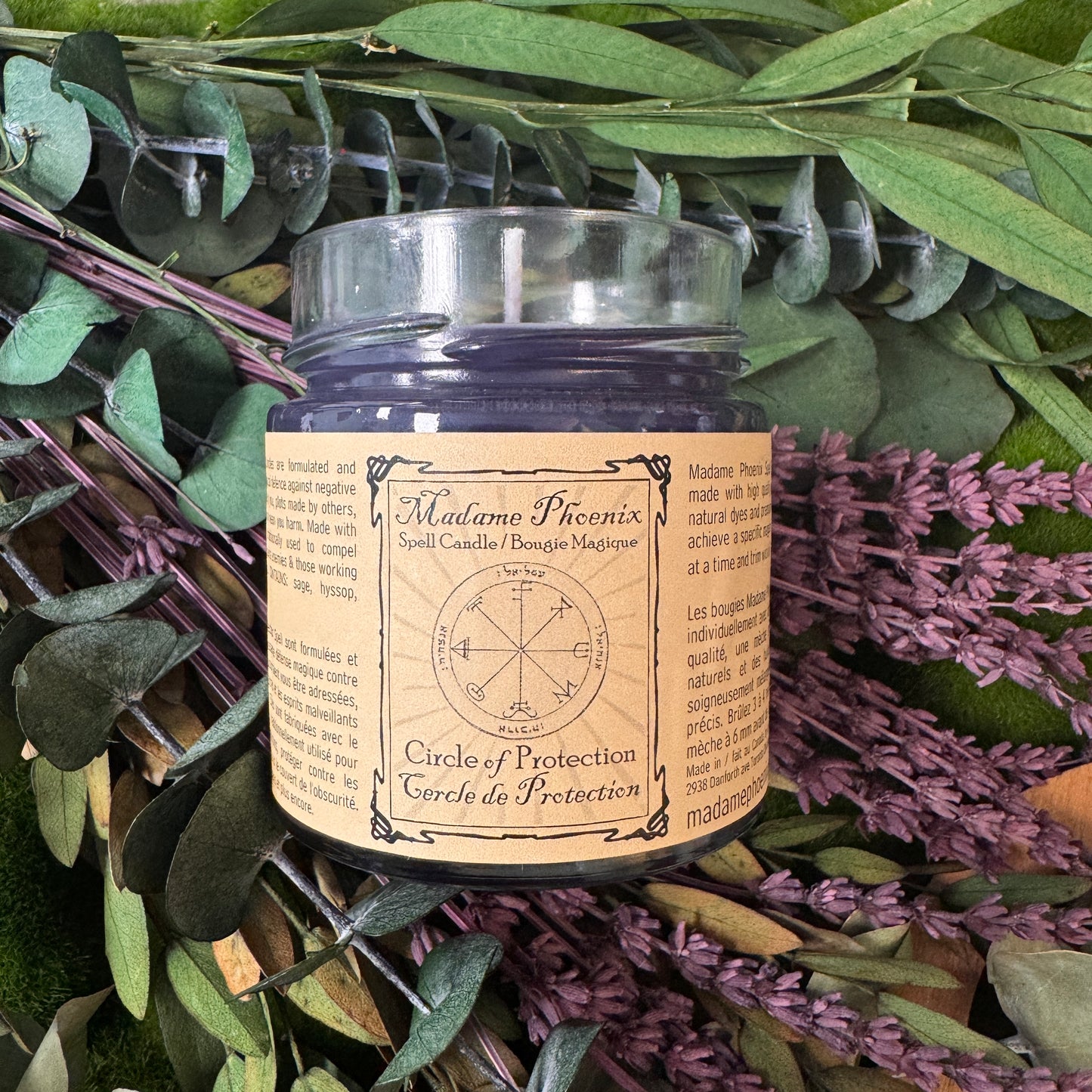 Circle of Protection Magic Spell Candle (Midnight Purple)