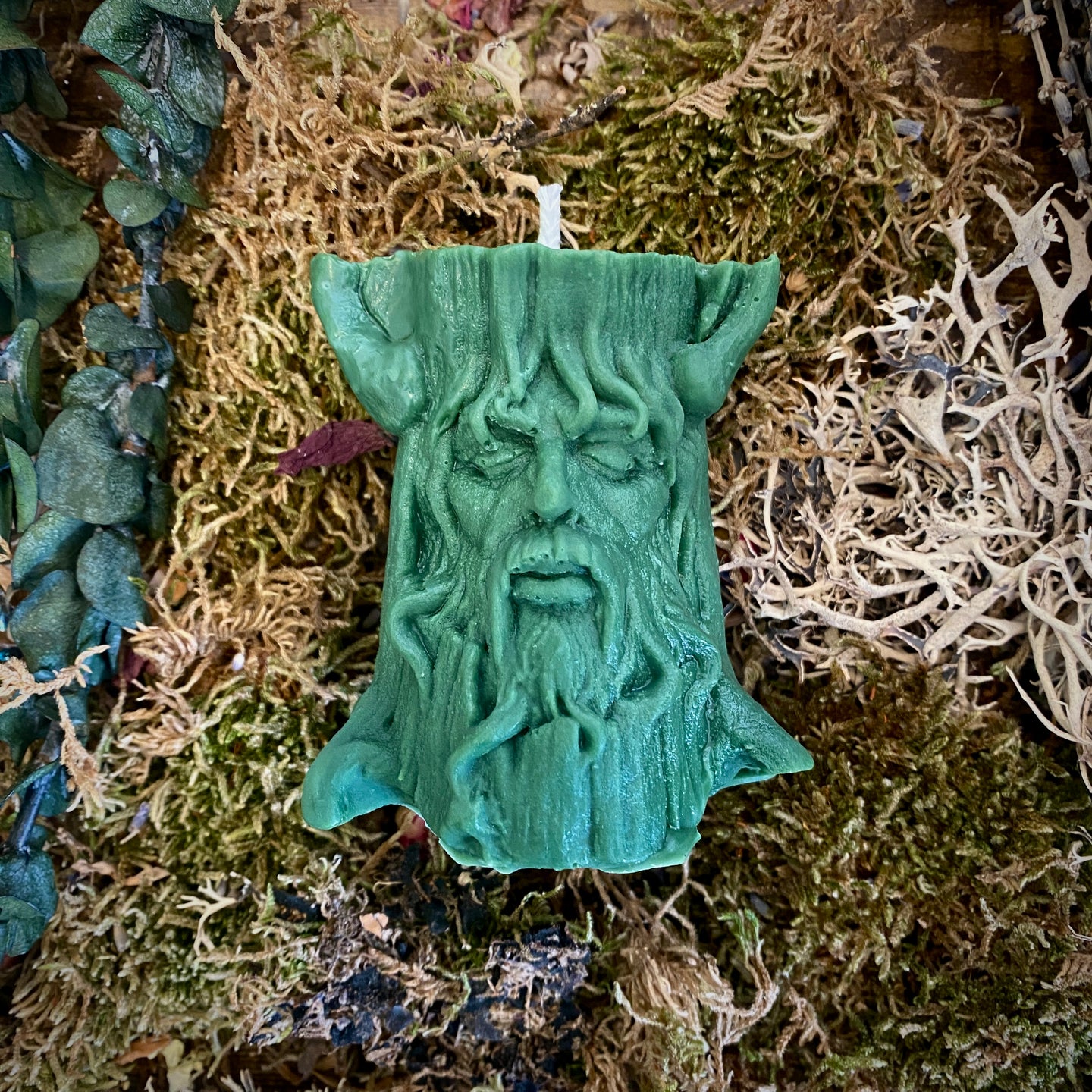 Tree Spirit Green Man Wicca Altar Candle