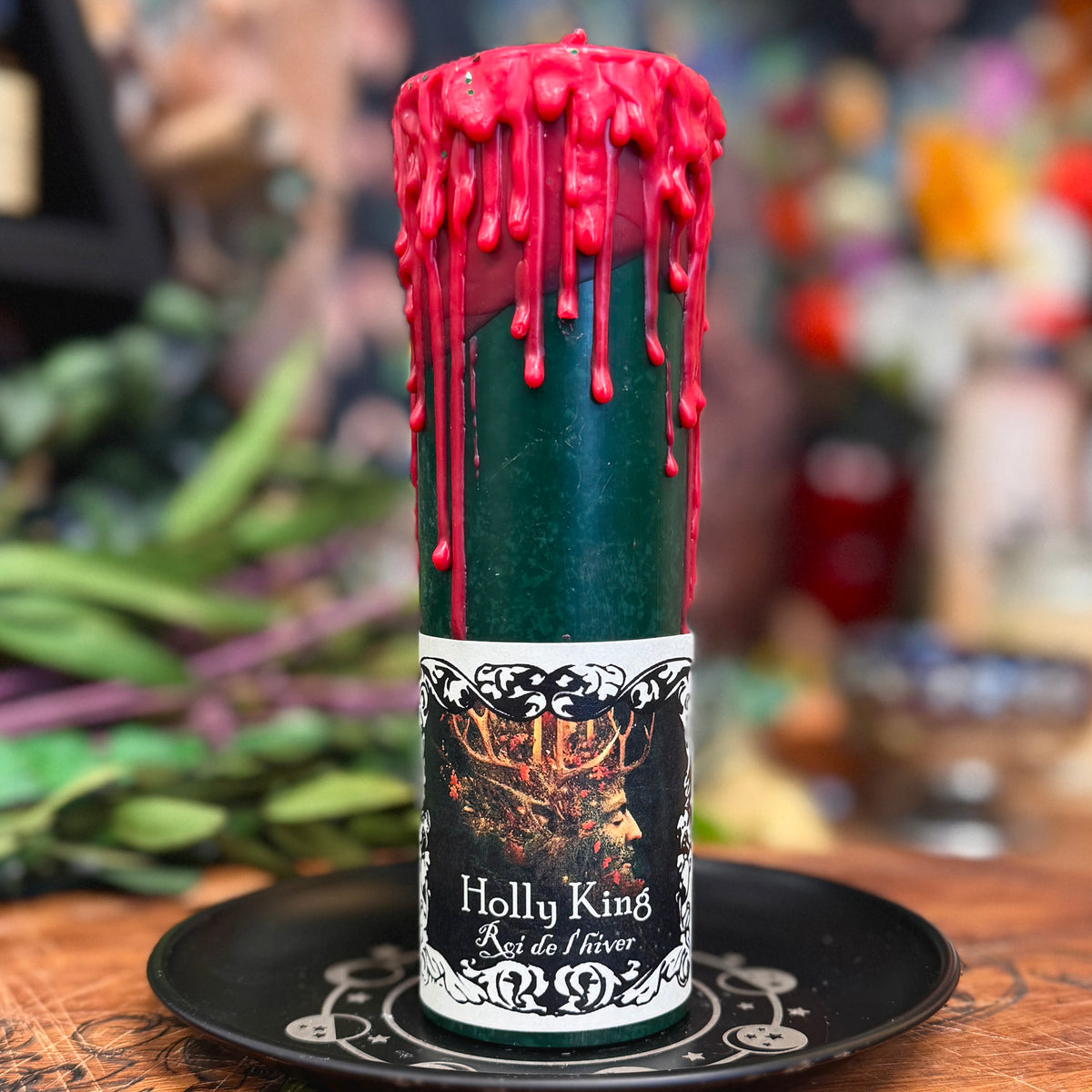 Bougie pilier haute Holly King