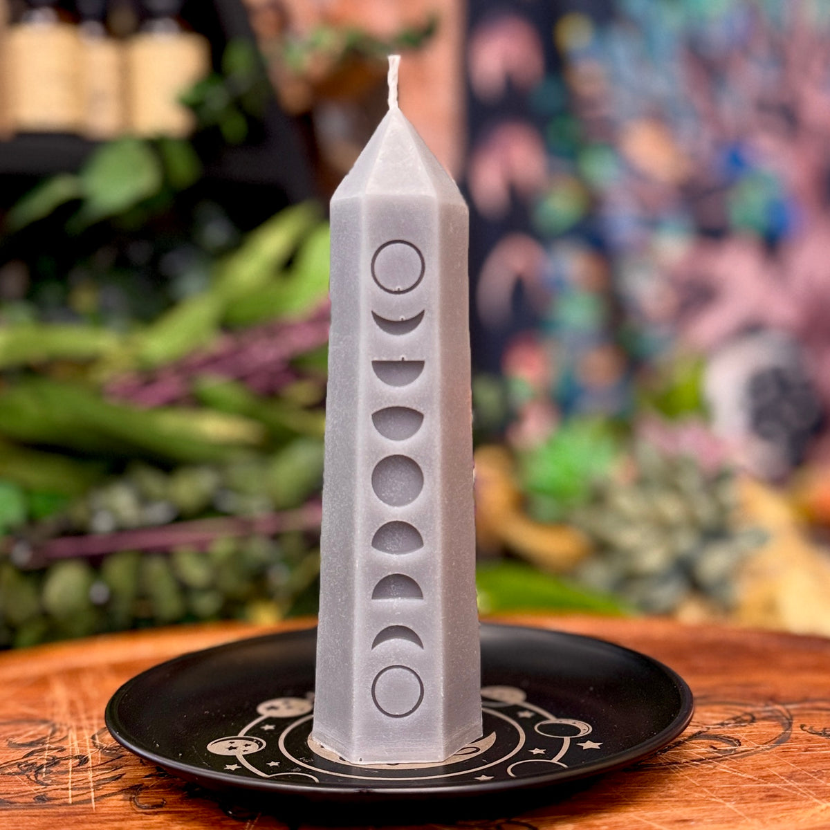 Crystal Moon Phase Shaped Pillar Candle