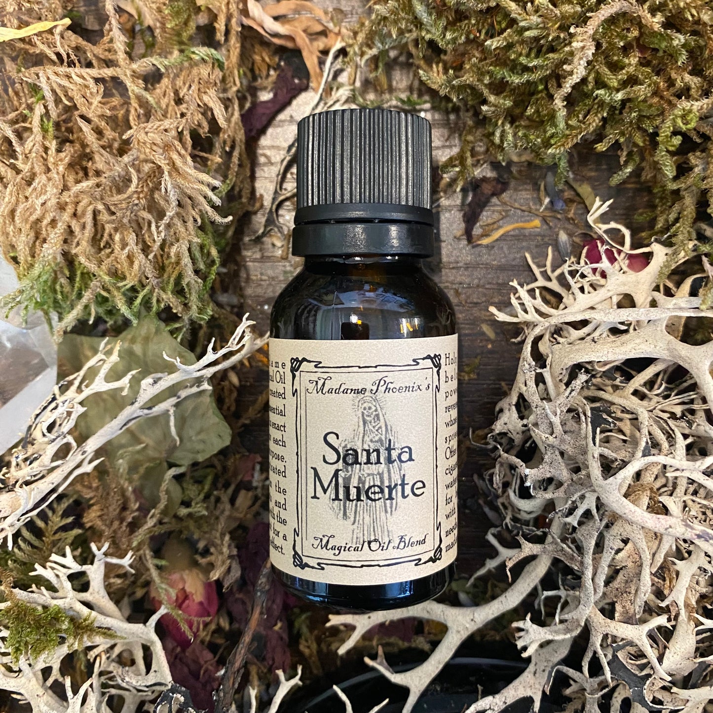 Compte-gouttes d’huile d’onction rituelle de Santa Muerte 