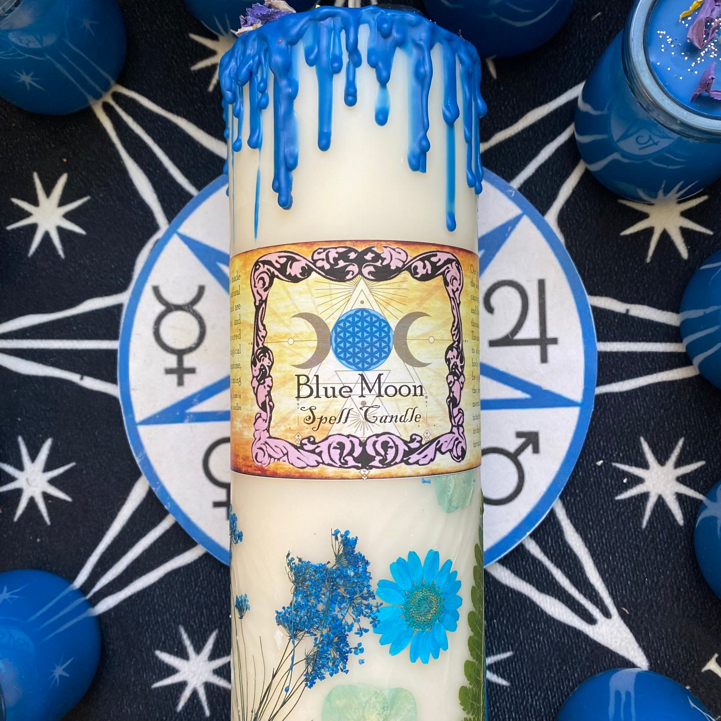 Bougie pilier géante Blue Moon