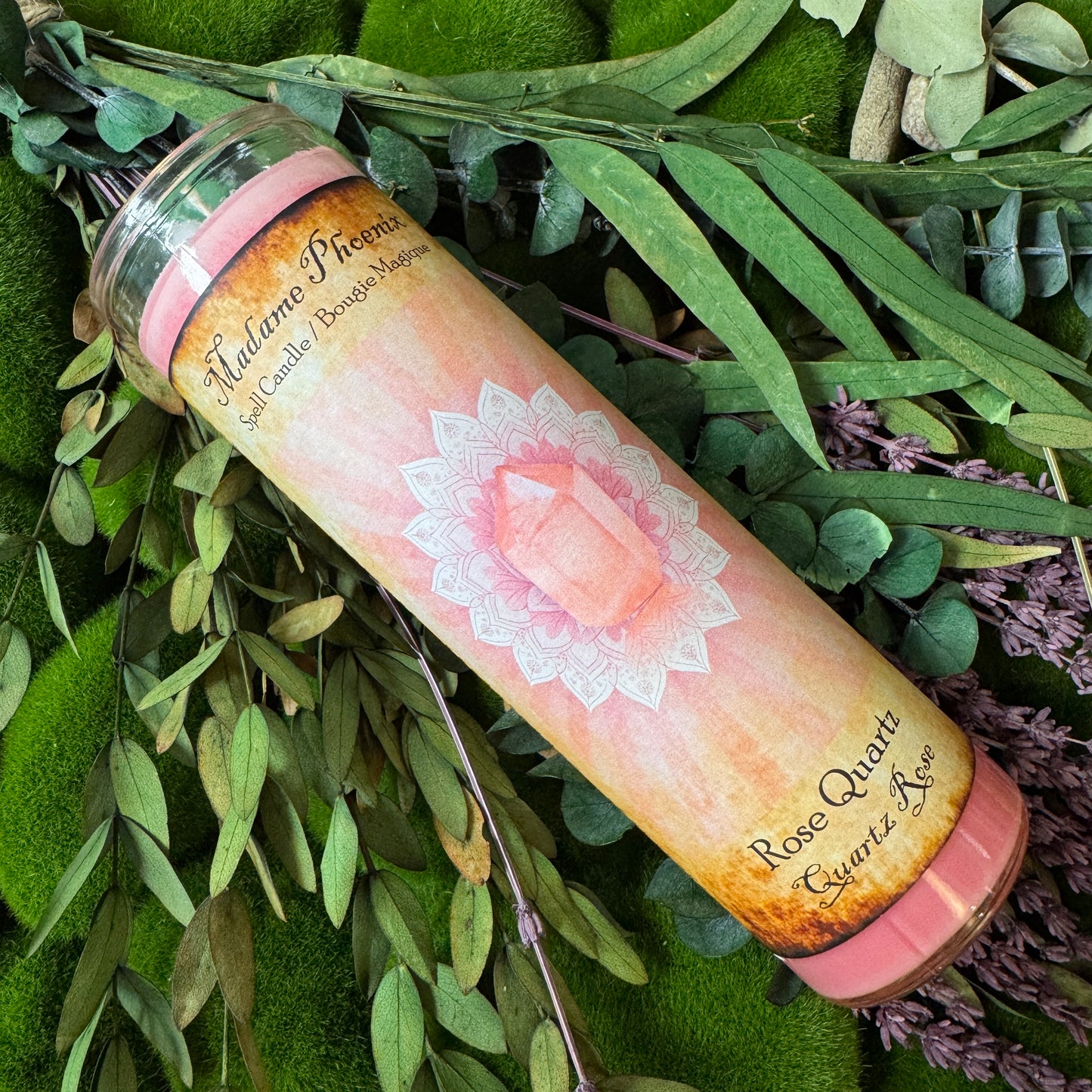Crystal Magic Rose Quartz Spell Candle