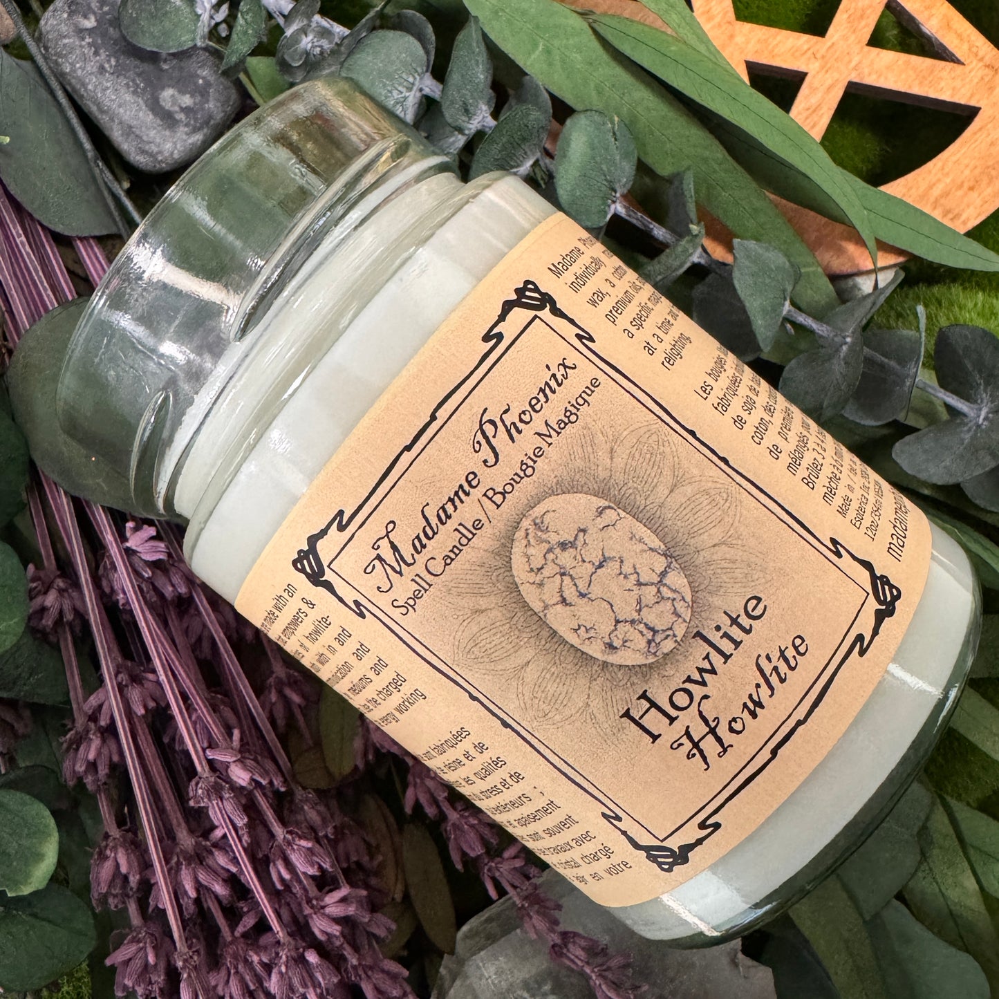 Bougie de sort de howlite magique en cristal