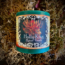 Charger l&#39;image dans la galerie, Bougie rituelle épaisse de bénédiction du solstice Holly King
