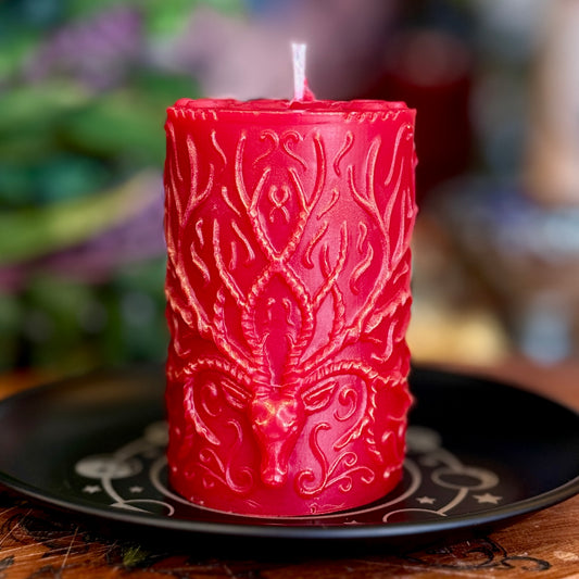 Solstice Sun God of Witches Horned One Shaped Yule Altar Candle