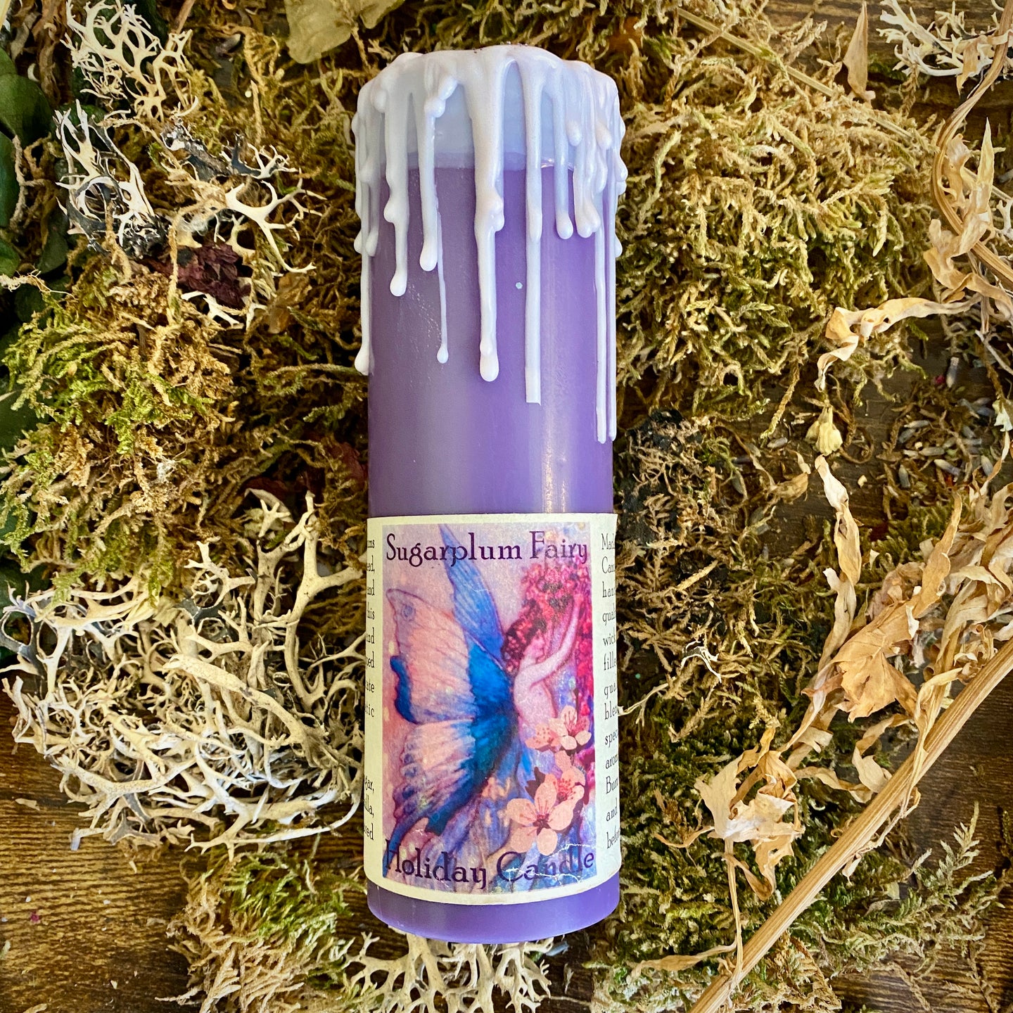 Sugar Plum Fairy Holiday Magic Tall Pillar Candle