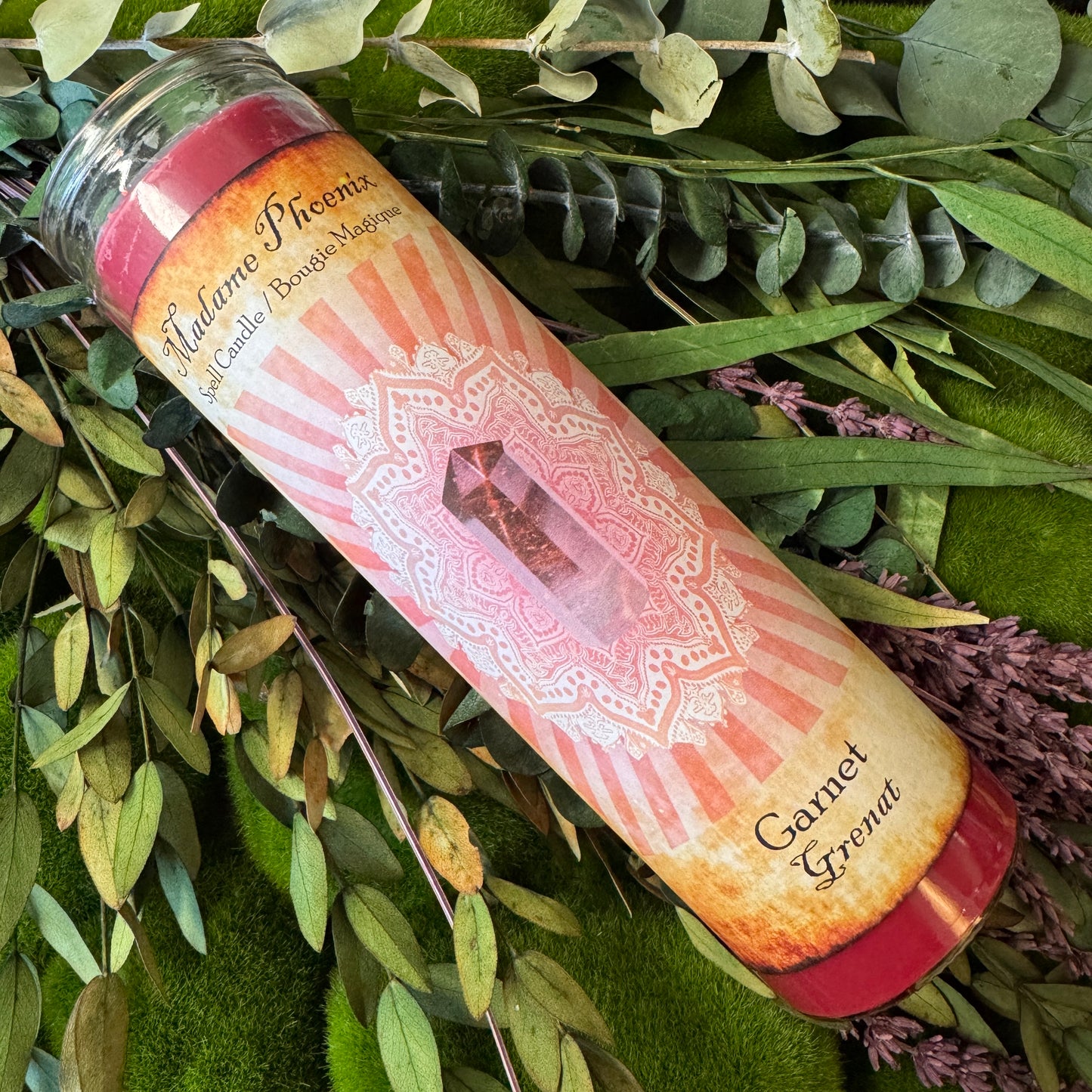 Crystal Magic Garnet Spell Candle