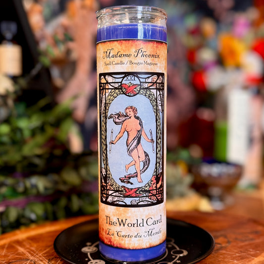 The World Card Tarot Card Ritual Spell Candle
