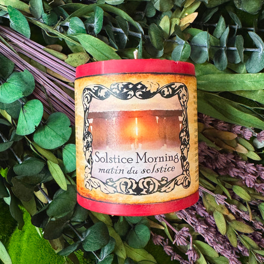Solstice Morn Yule Blessing Chunky Pillar Candle