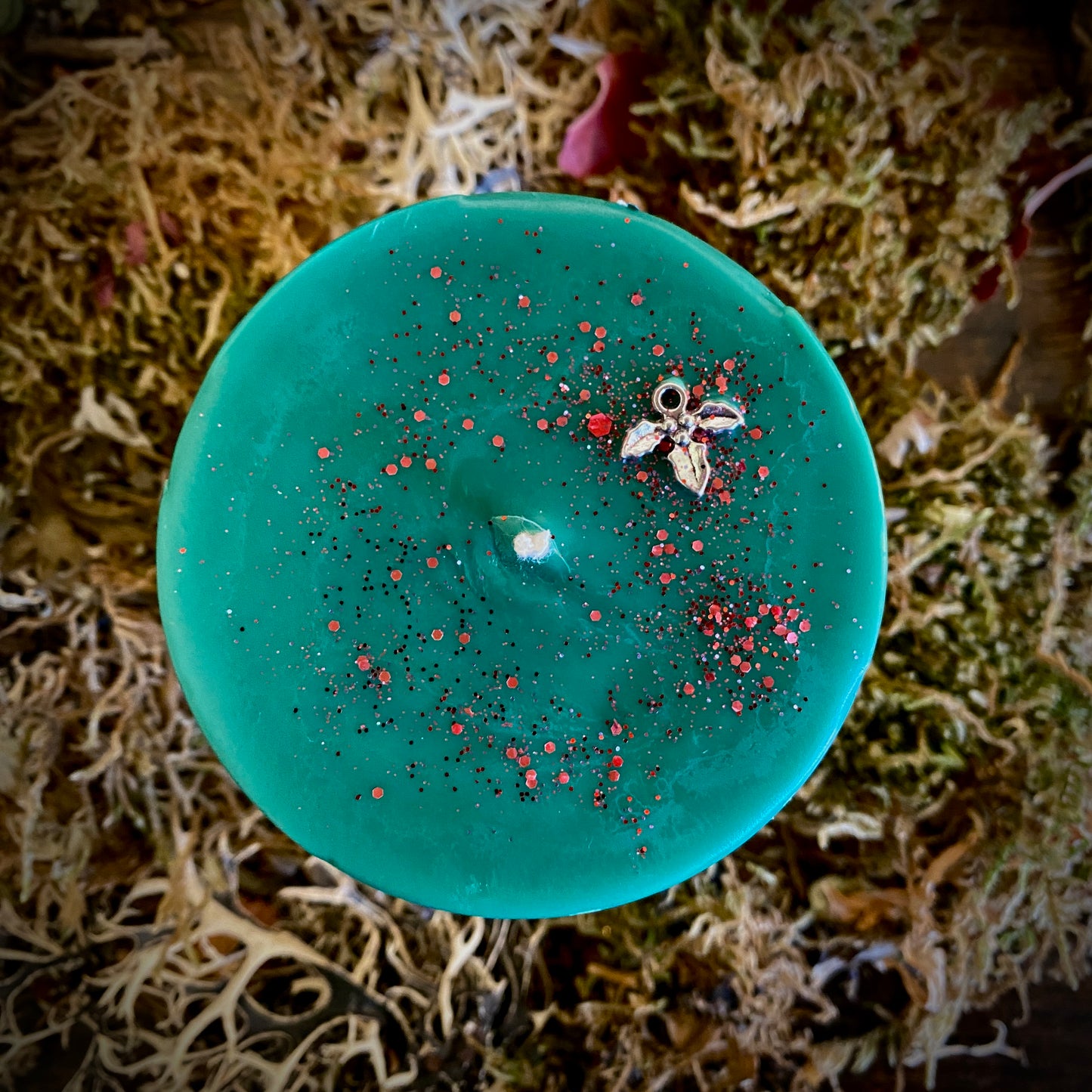Bougie rituelle épaisse de bénédiction du solstice Holly King