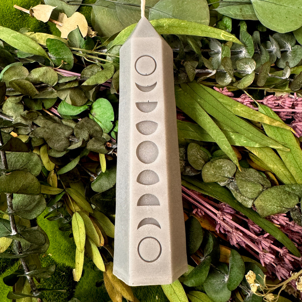 Crystal Moon Phase Shaped Pillar Candle