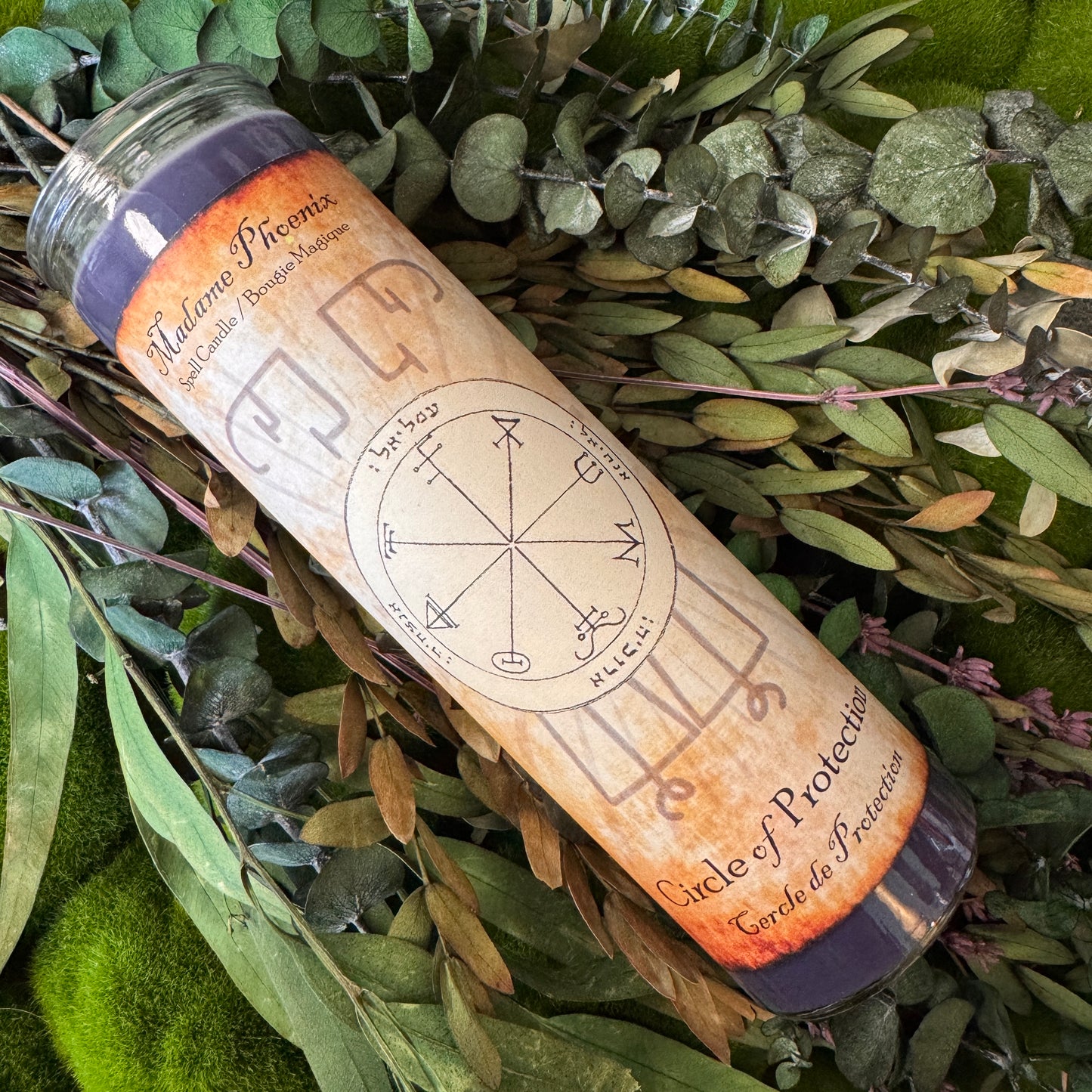 Circle of Protection Magic Spell Candle (Midnight Purple)
