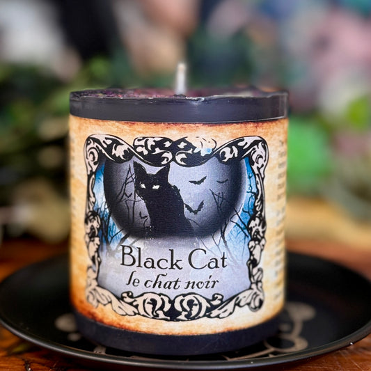 Bougie pilier épaisse chat noir