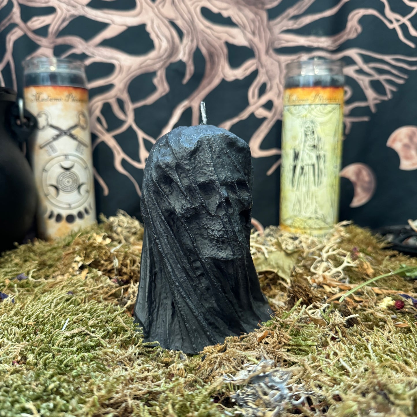 Veiled Skull Shaped Candle