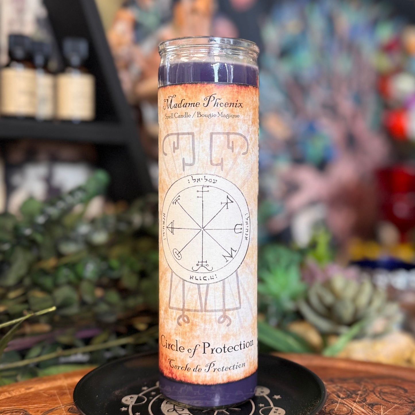 Circle of Protection Magic Spell Candle (Midnight Purple)