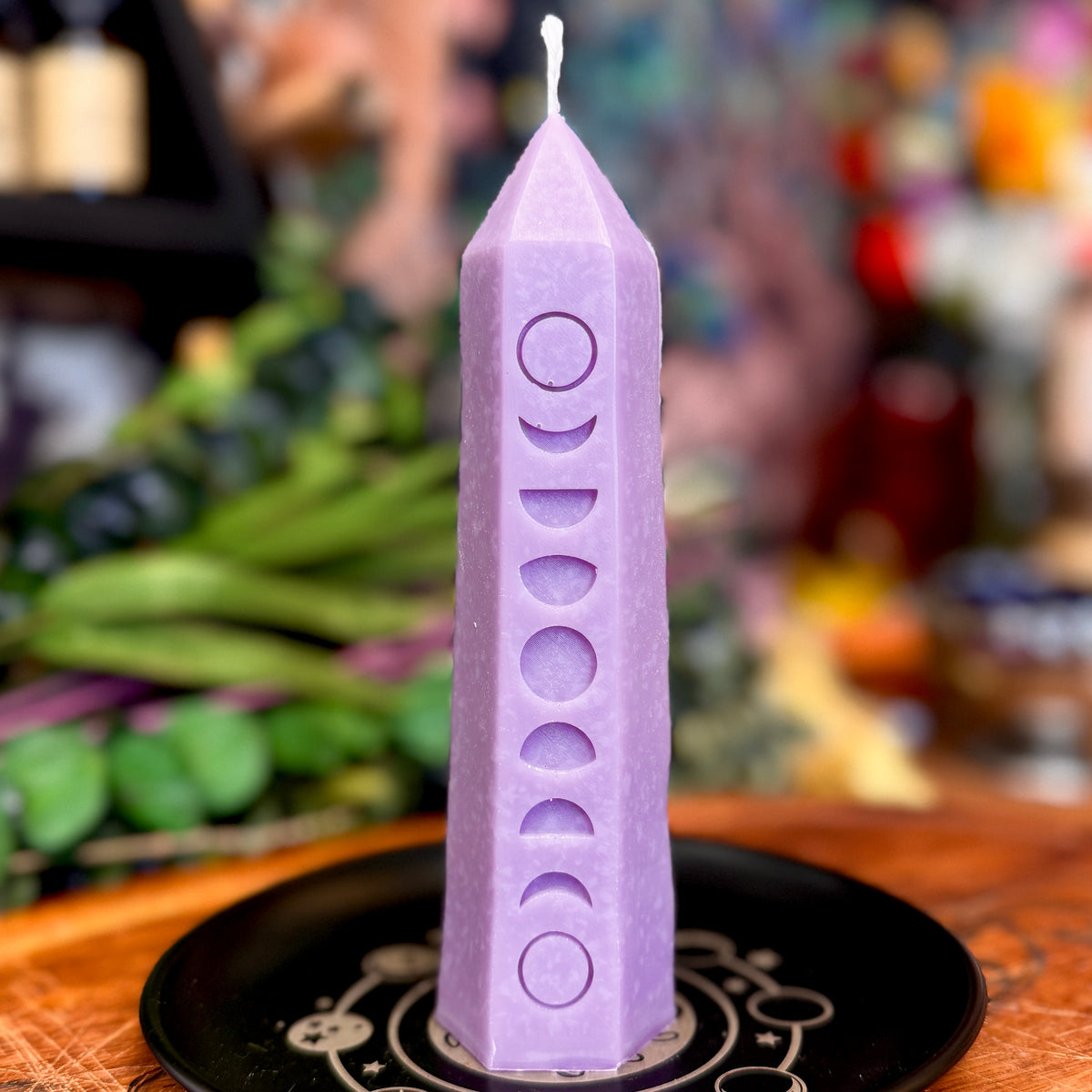 Crystal Moon Phase Shaped Pillar Candle