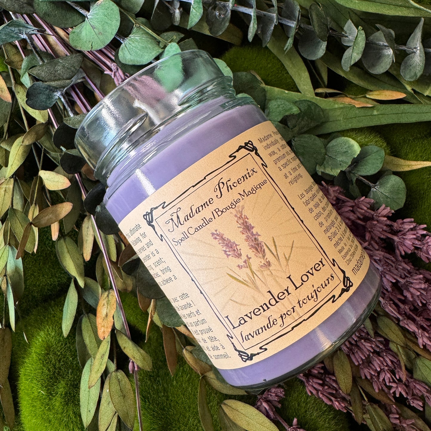 Bougie magique de sort d’aromathérapie d’amant de lavande