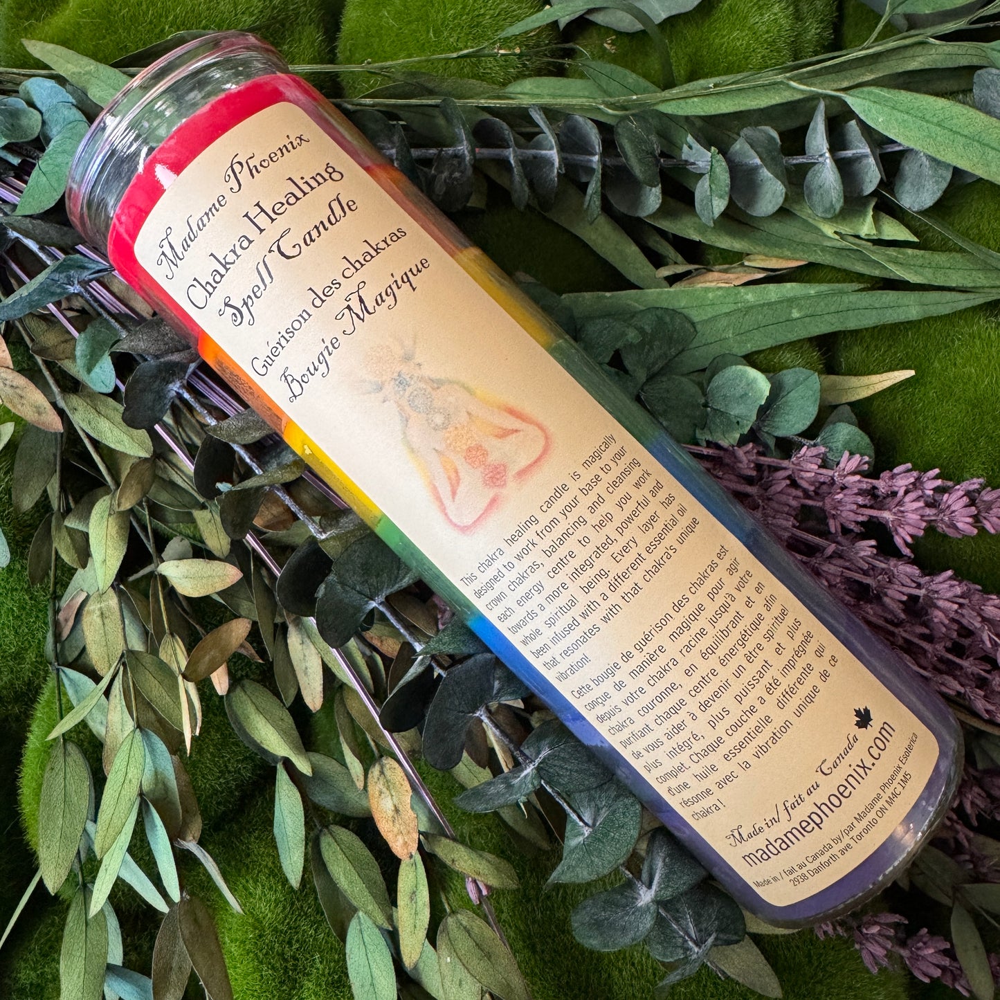 Bougie de sort magique chargée de Reiki d’équilibrage des chakras