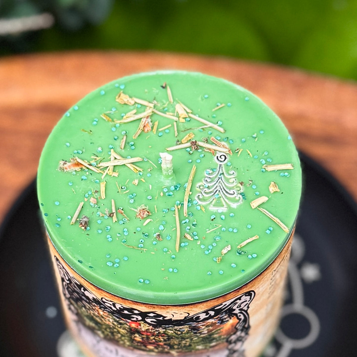 Bougie épaisse de bénédiction des fêtes de la guirlande de Noël