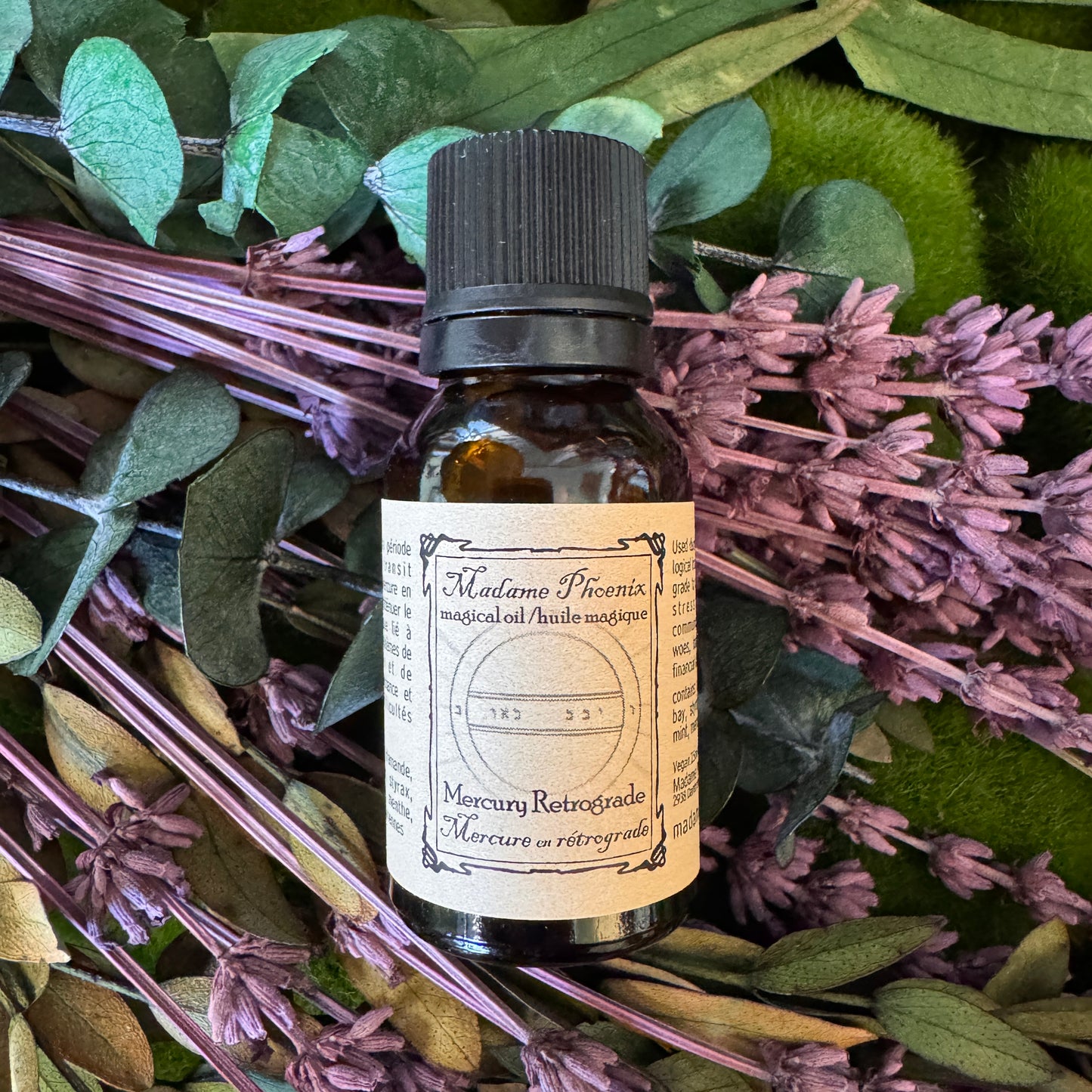 Huile de sort rituel rétrograde de mercure magique planétaire