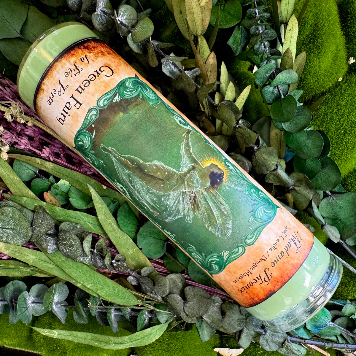 Bougie de sort rituel d’absinthe de fée verte