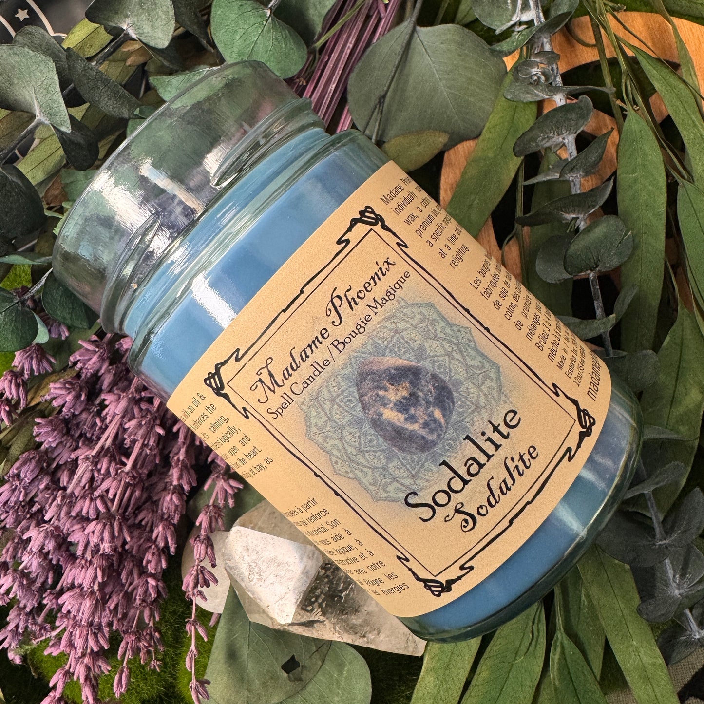 Bougie de sort de sodalite magique en cristal