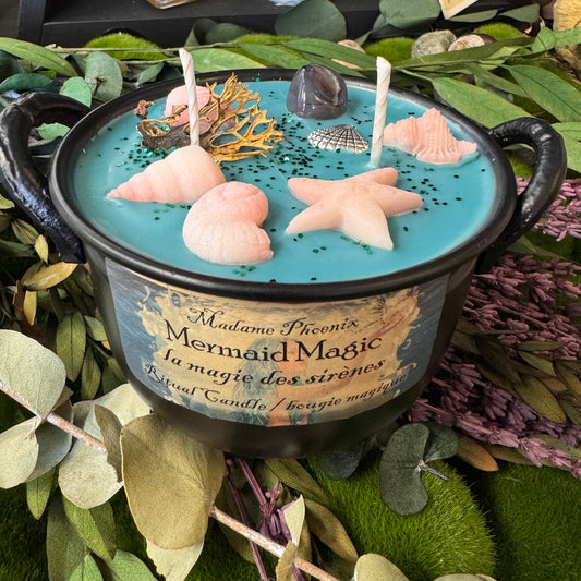 Bougie de chaudron d’esprit d’eau de bénédiction de sirène 