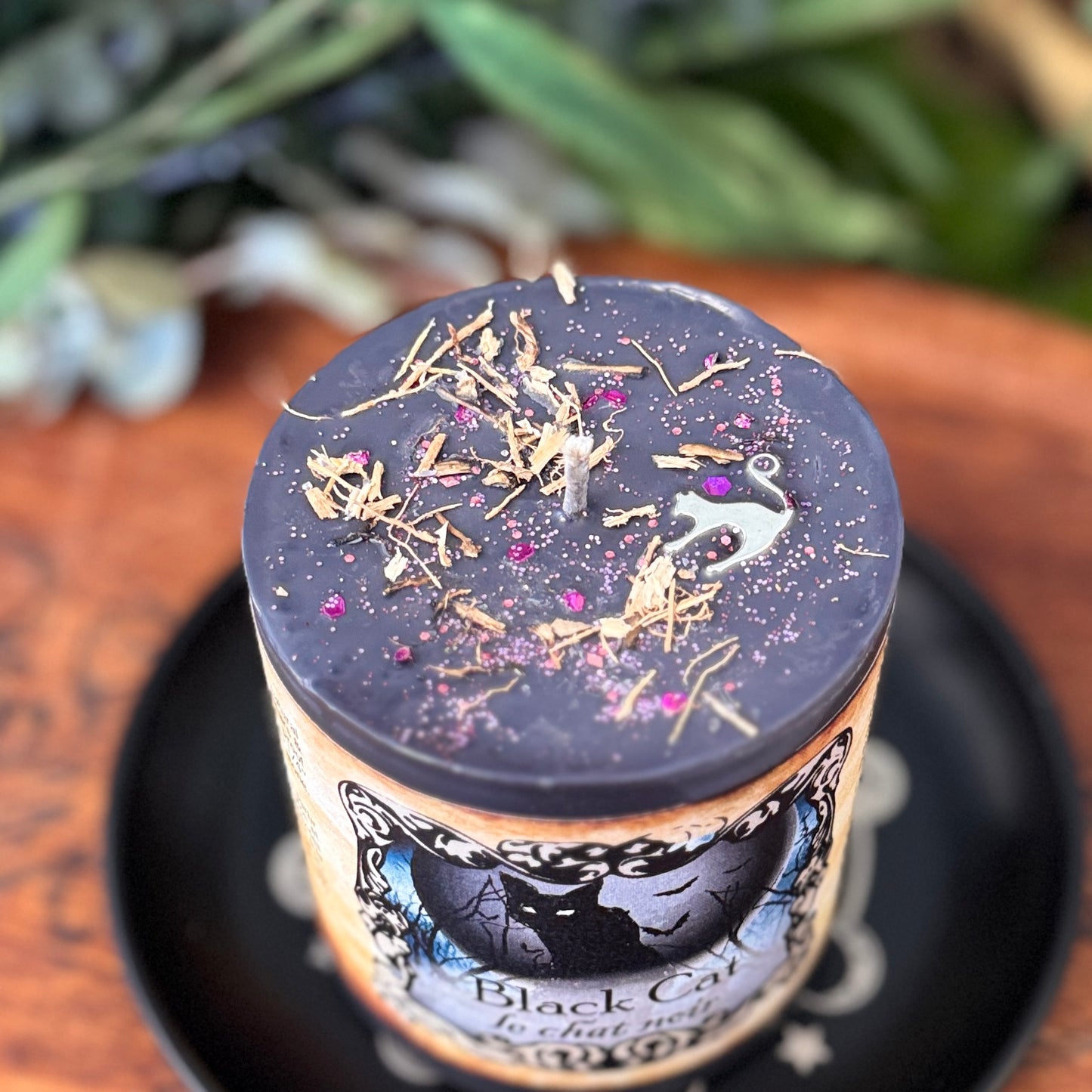 Black Cat Chunky Pillar Candle