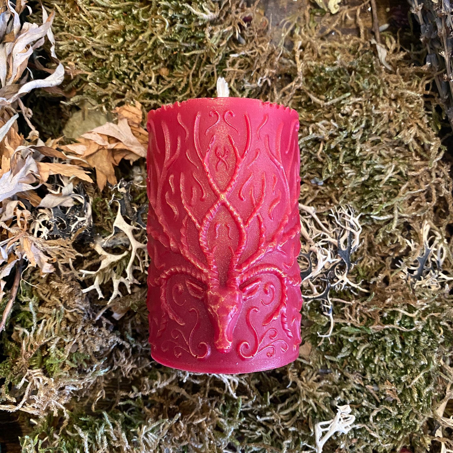 Solstice Sun God of Witches Horned One Shaped Yule Altar Candle