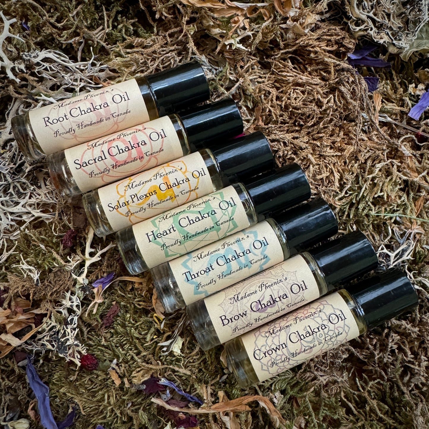 Rouleaux de mélange d’huiles essentielles de guérison des chakras (ENSEMBLE COMPLET)