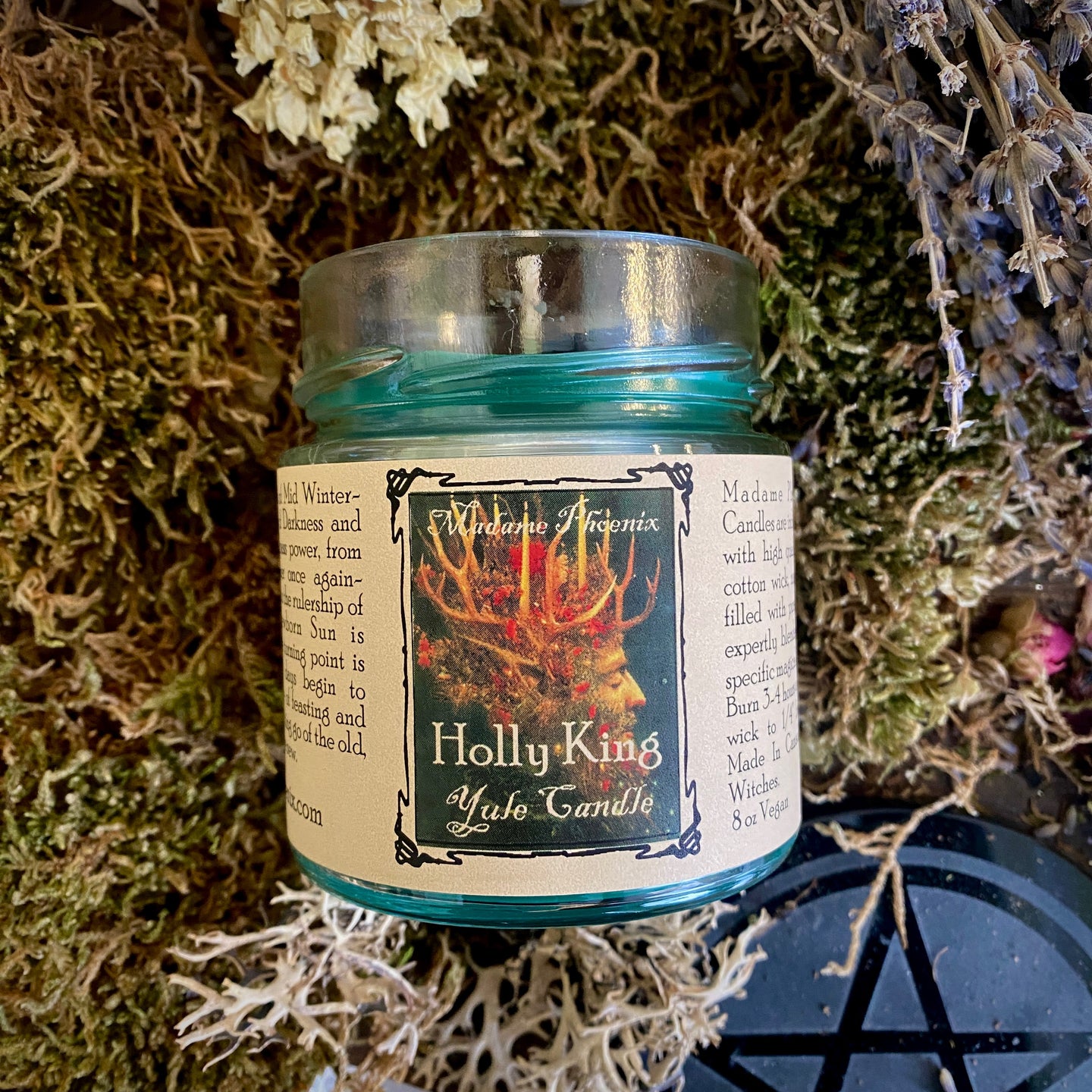 Holly King Solstice Yule Holiday Blessing Candle