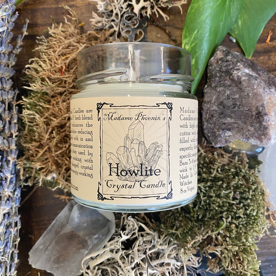 Crystal Magic Howlite Spell Candle